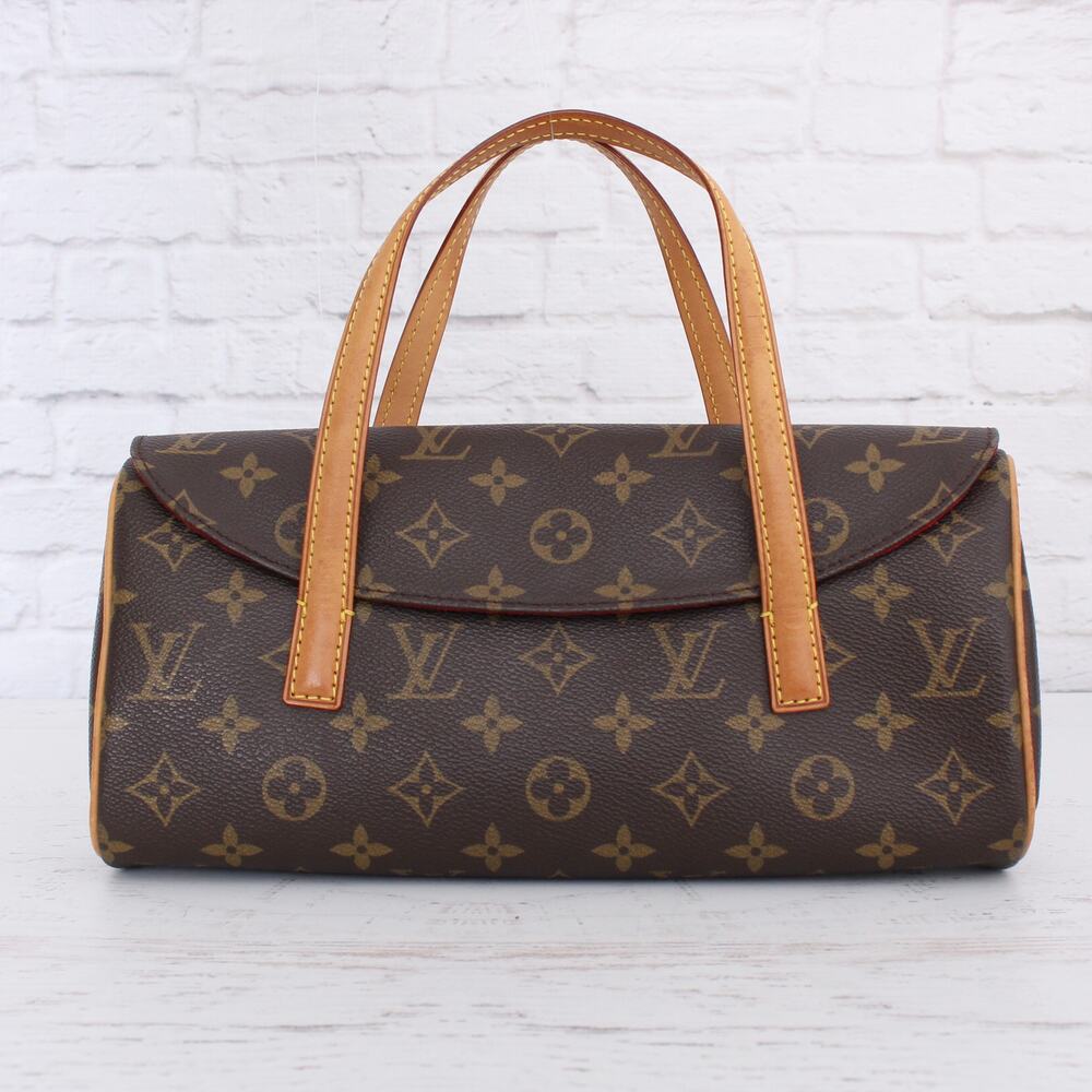 Louis Vuitton Sonatine Monogram Leather Satchel Handbag Brown